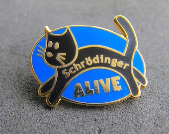 Schrodinger&#39;s Cat in Box- Enamel pin - ALIVE - Cheer up - Fun Hope gift present - Cheap -happy - cheer up - mental health - 14K Gold plated