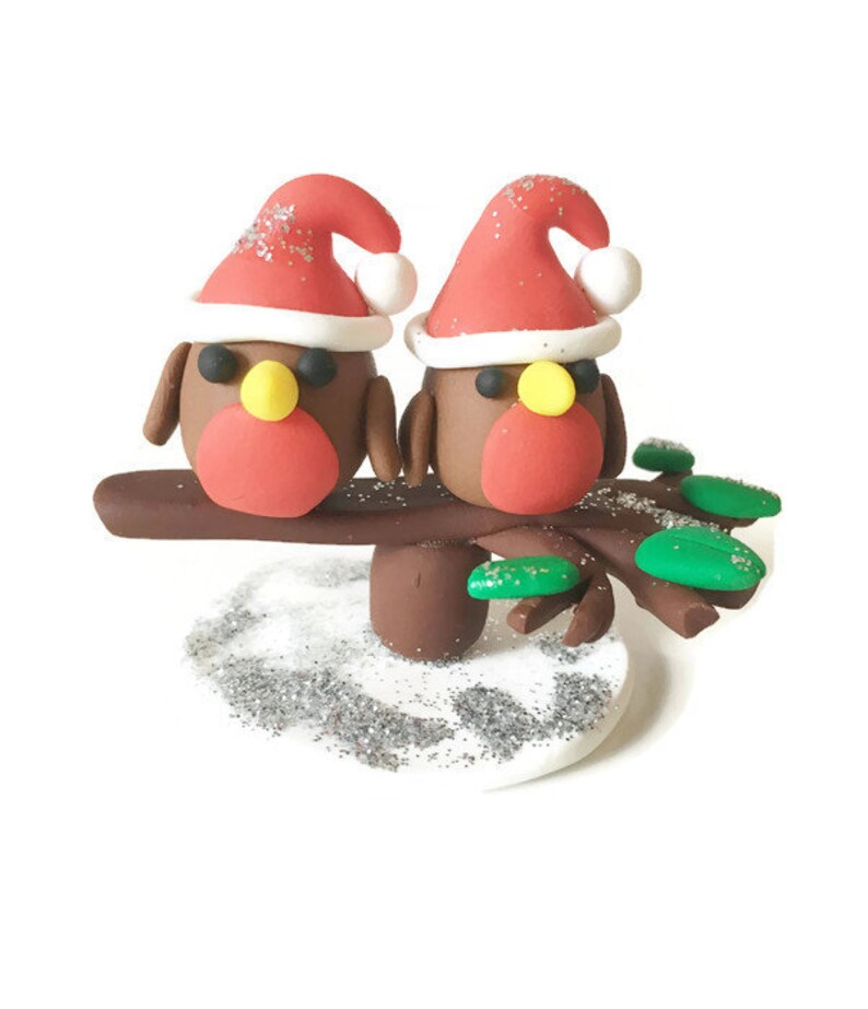 Robin Christmas Cake Topper Robin Cake Decor Polymer Clay Etsy