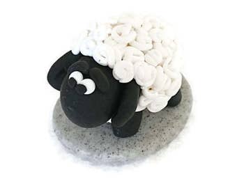 Sheep Cake Topper, Baby Shower, Birthday Cake Topper, Christening Cake, Collectible Sheep, Custom Cake Topper, Sheep Figurine, Polymer Clay