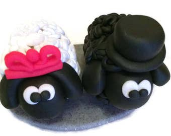 Sheep Wedding Cake Topper, Animal Wedding topper, Custom Cake Topper, Clay Wedding Topper, Wedding Cake Topper, Wedding Ornament