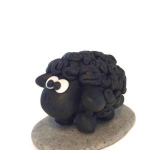 Sheep Cake Topper, Sheep Gift, Polymer Clay, Sheep Ornament, Birthday Cake Topper, Animal Cake Topper, Sheep Decoration, Cute Sheep Decor image 1