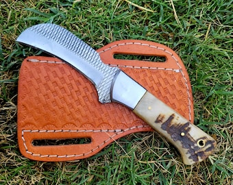 Navaja Feriorr con mango de piña y funda de cuero con extracción cruzada, regalo para él, regalo para papá.