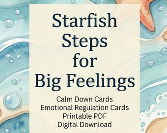 Zeesterstappen voor grote gevoelens | Kalmeerkaarten | Kaarten voor emotionele regulatie | Afdrukbare pdf | Digitale download