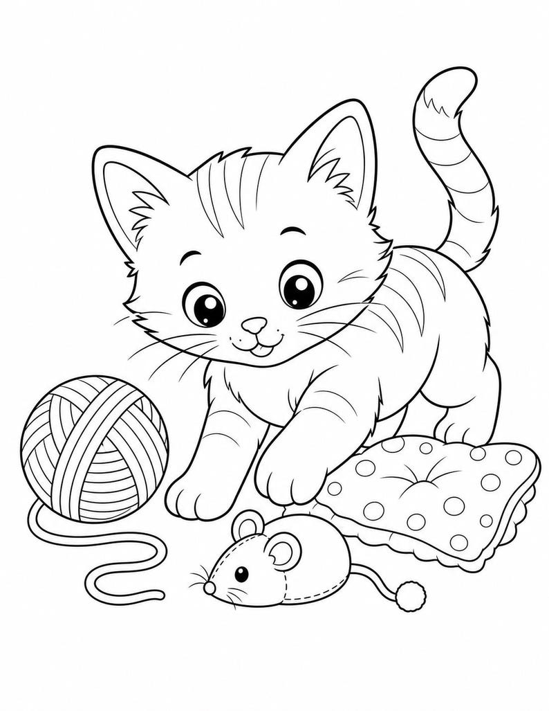 Kolorowanki Kitty Cafe | Kolorowanki z kotami | Do druku w formacie PDF | Pobierz cyfrowo zdjęcie 6
