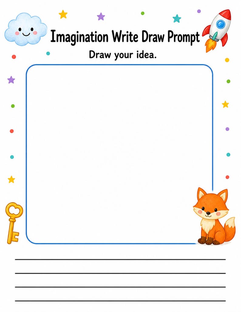 Imagination Writing Mats | Writing Prompts for Kids | Printable PDF | Digital Download image 3