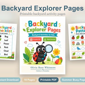 Backyard Entdecker-Seiten | Gartenaktivitäten für Kinder | Druckbare PDF | Digitaler Download Bild 2