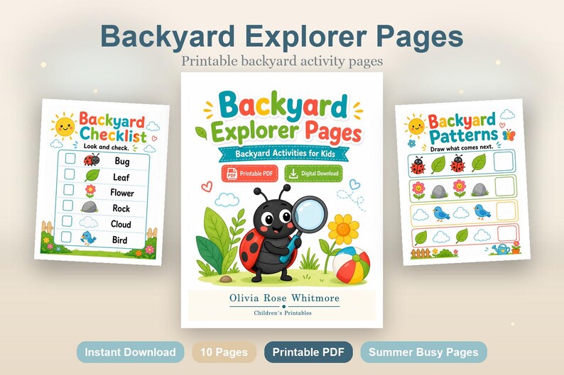Backyard Entdecker-Seiten | Gartenaktivitäten für Kinder | Druckbare PDF | Digitaler Download Bild 2