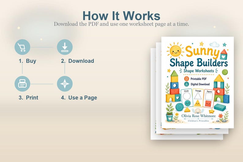 Sunny Shape Builders | Vormwerkbladen | Afdrukbare pdf | Digitale download afbeelding 8