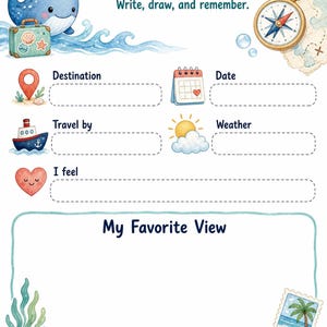 The Little Whale Journey | kids travel journal | Printable PDF | Digital Download image 3