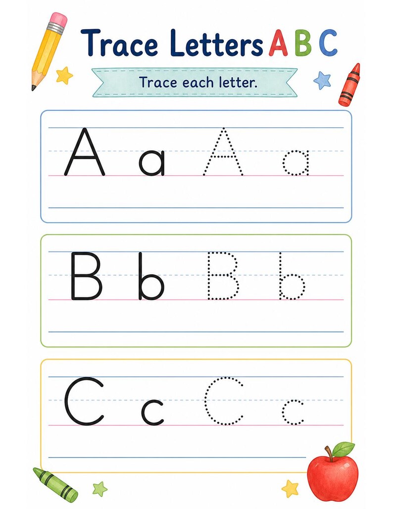 Little Pencil Letters | Letter Tracing Worksheets | Printable PDF | Digital Download image 3