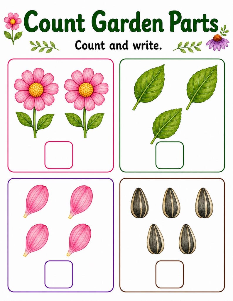 Flower Parts Garden | Parts of a Flower Worksheet | Printable PDF | Digital Download image 5