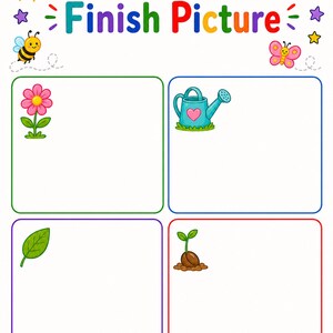 Jardim para Desenhar e Escrever | Folhas de Atividades para Desenhar e Escrever | PDF para Imprimir | Download Digital imagem 4