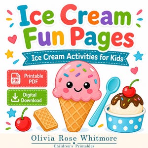Pagine divertenti sul gelato / Attività sul gelato per bambini / PDF stampabile / Download digitale immagine 1