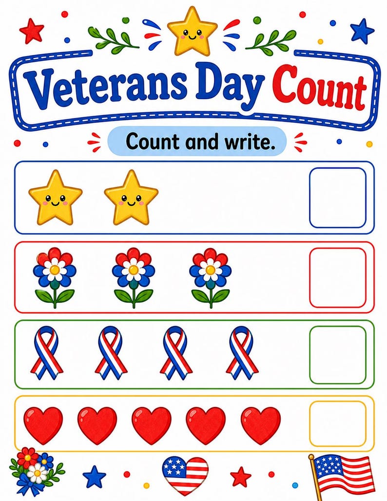 Thank You Star Activity Pages | Veterans Day Activity Sheets | Printable PDF | Digital Download image 5