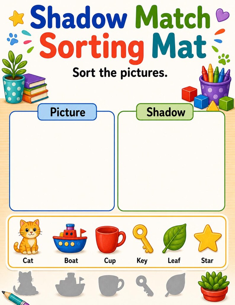 Shadow Match Workshop | Shadow Matching Worksheets | Printable PDF | Digital Download image 3