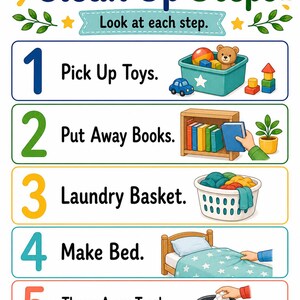 Bedroom Tidy Steps | Clean Up Checklist | Printable PDF | Digital Download image 3
