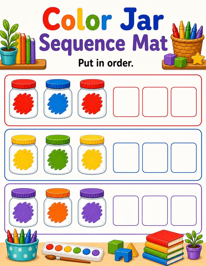 Match Color Jar | Werkbladen voor kleursortering | Afdrukbare pdf | Digitale download afbeelding 7