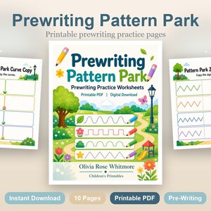 Vorschrift Pattern Park | Arbeitsblätter zum Vorschreiben | Druckbare PDF | Digitaler Download Bild 2