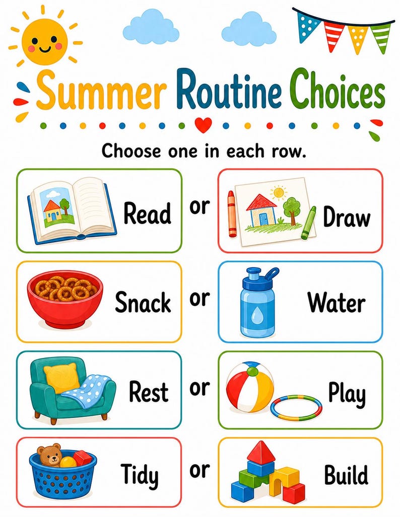 Páginas divertidas para una rutina soleada / Actividades de verano para niños / PDF imprimible / Descarga digital imagen 6