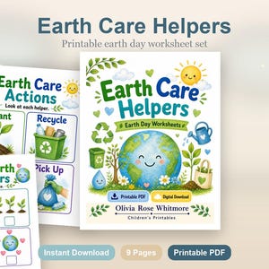 Erdpflegehelfer | Earth Day Arbeitsblätter | Druckbare PDF | Digitaler Download Bild 2