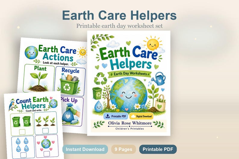 Erdpflegehelfer | Earth Day Arbeitsblätter | Druckbare PDF | Digitaler Download Bild 2