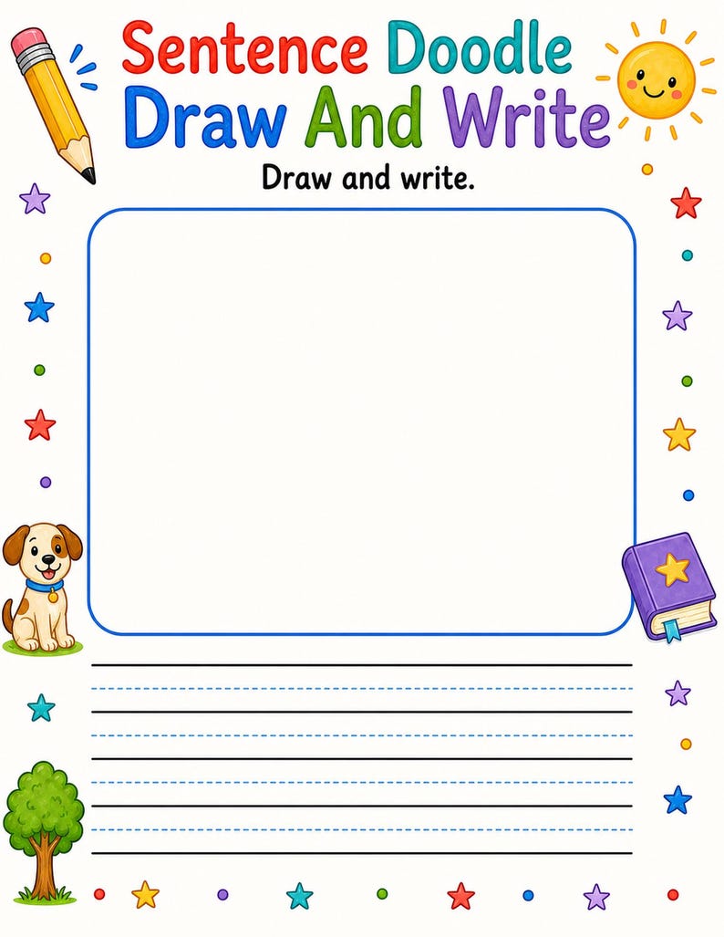 Sentence Builder Doodles | Sentence Writing Worksheets | Printable PDF | Digital Download image 5