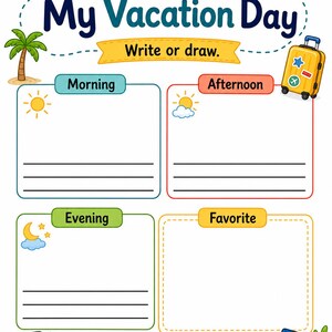 Vacation Journal Pages | Vacation Journal for Kids | Printable PDF | Digital Download image 4