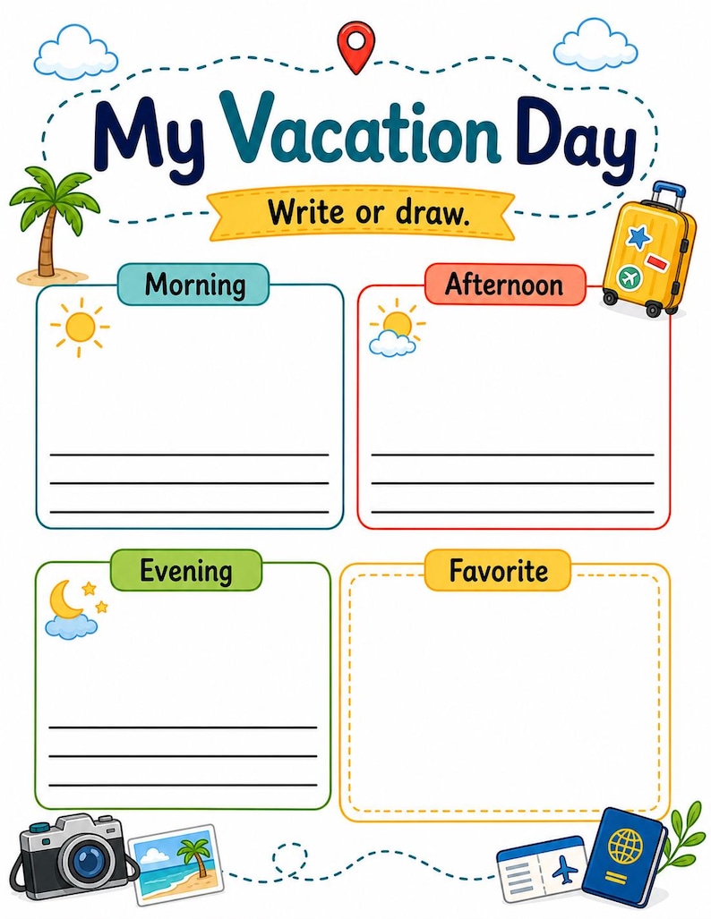 Vacation Journal Pages | Vacation Journal for Kids | Printable PDF | Digital Download image 4