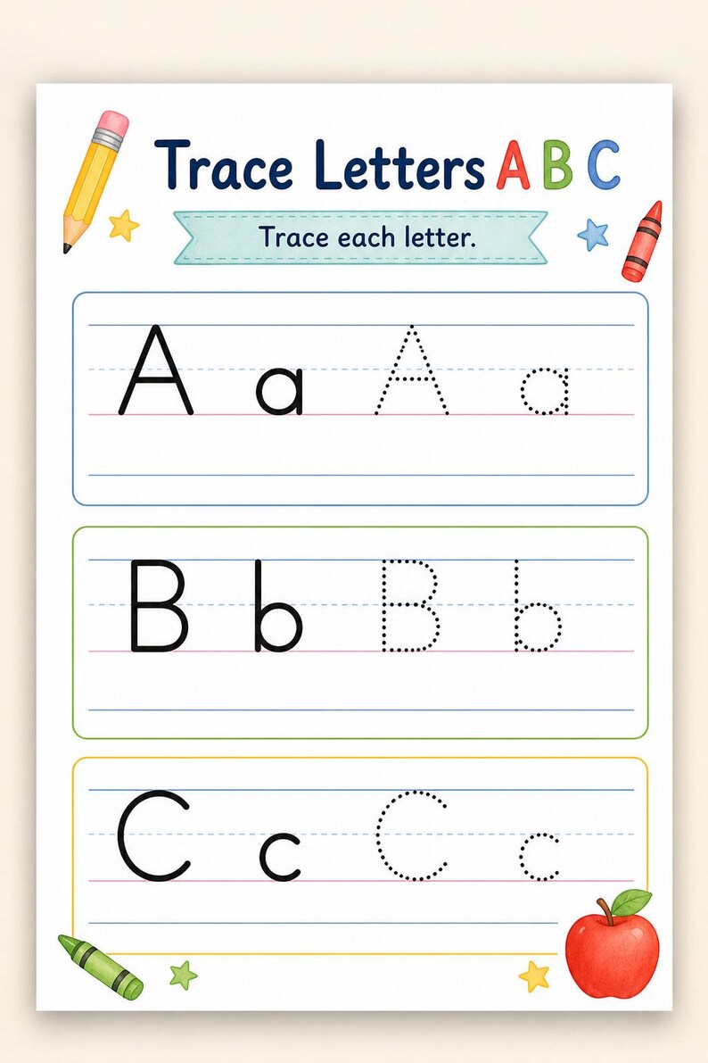 Little Pencil Letters | Letter Tracing Worksheets | Printable PDF | Digital Download image 9
