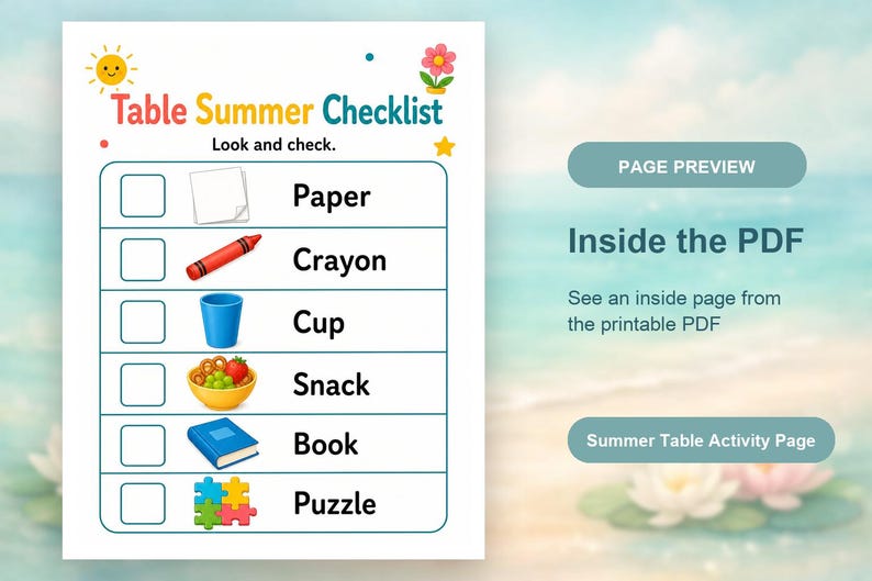 Table de cuisine, pages d'été | Activités de table d'été pour les enfants | PDF imprimable | Téléchargement numérique image 10