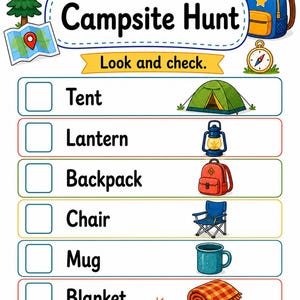 Campfire Hunt Pages | Camping Scavenger Hunt | Printable PDF | Digital Download image 3