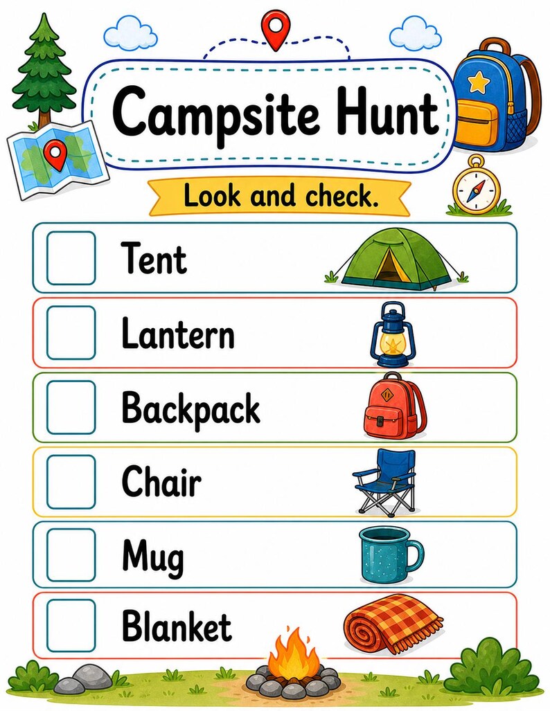 Campfire Hunt Pages | Camping Scavenger Hunt | Printable PDF | Digital Download image 3