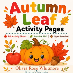 Autumn Leaf Activity Pages | Fall Activity Sheets | Printable PDF | Digital Download image 1