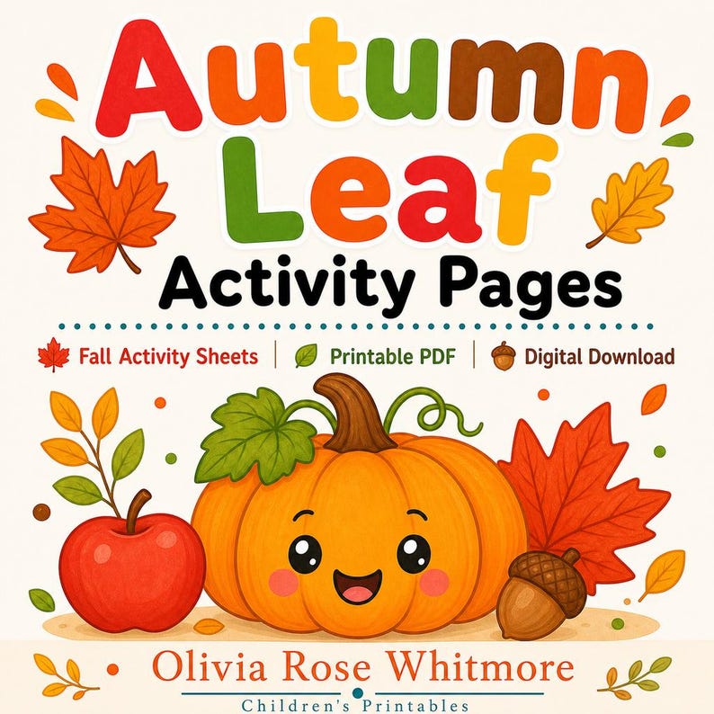 Autumn Leaf Activity Pages | Fall Activity Sheets | Printable PDF | Digital Download image 1