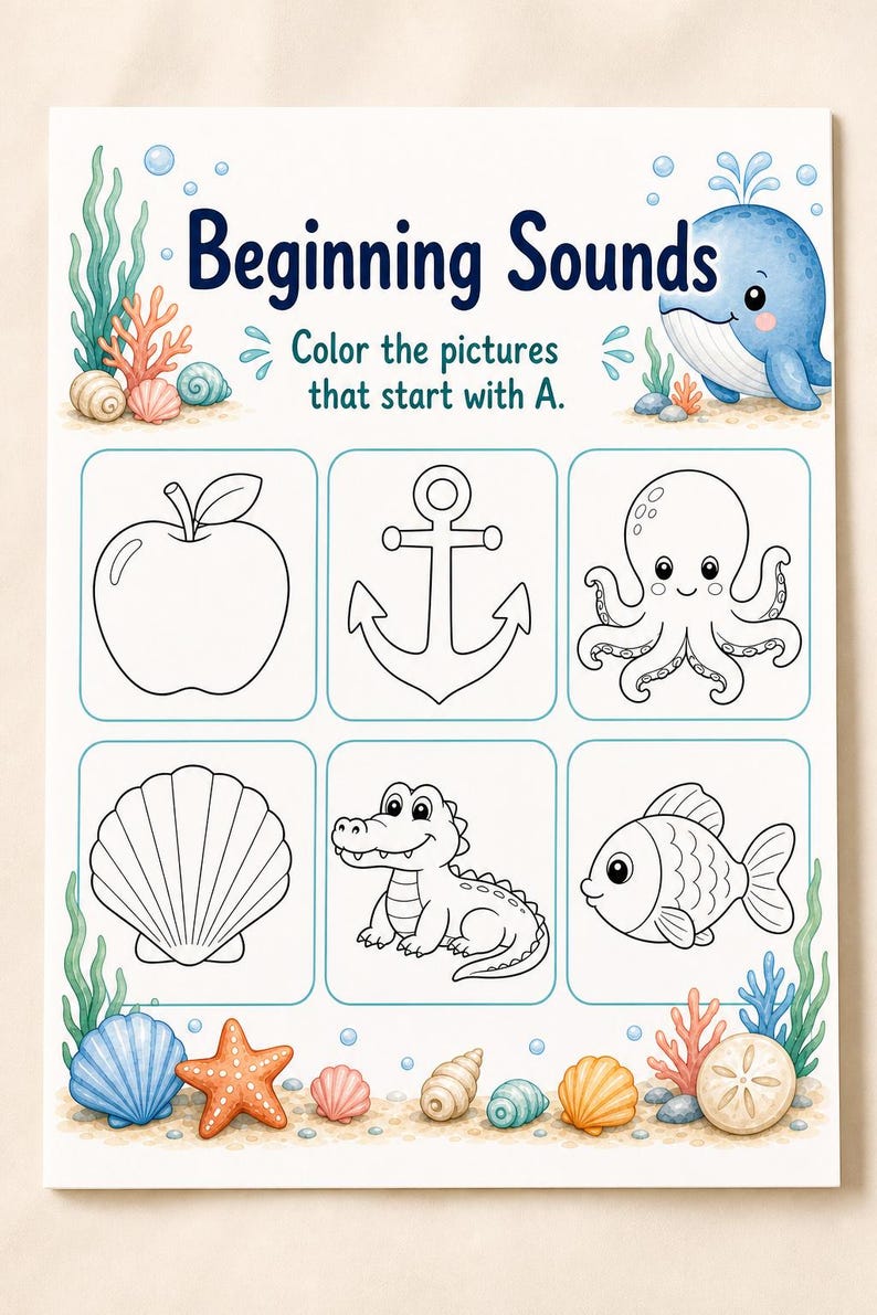 Little Whale ABCs | Preschool Worksheets | Printable PDF | Digital Download image 7