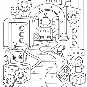 Roboter Baumeister Malvorlagen | Roboter Malvorlagen | Druckbare PDF | Digitaler Download Bild 7