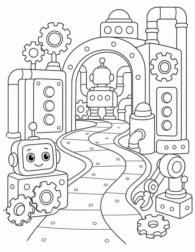 Roboter Baumeister Malvorlagen | Roboter Malvorlagen | Druckbare PDF | Digitaler Download Bild 7