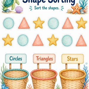 Caça às Estrelas-do-Mar | Folhas de Atividades com Formas | PDF para Imprimir | Download Digital imagem 5