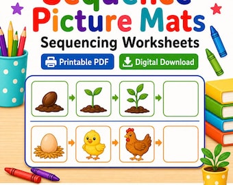 Sequence Picture Mats | Sequencing Worksheets | Printable PDF | Digital Download