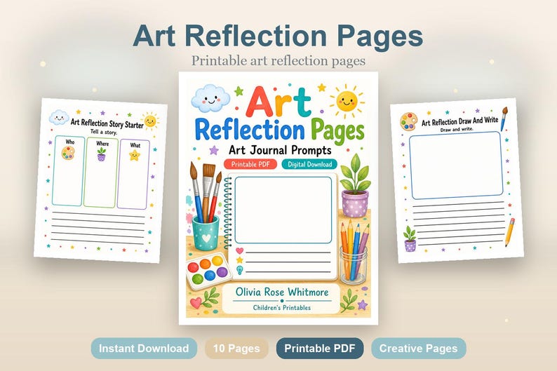 Art Reflection Pages | Art Journal Prompts | Printable PDF | Digital Download image 2