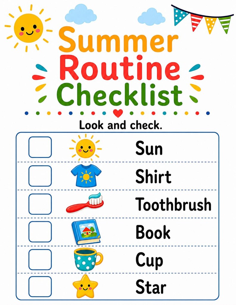 Páginas divertidas para una rutina soleada / Actividades de verano para niños / PDF imprimible / Descarga digital imagen 4