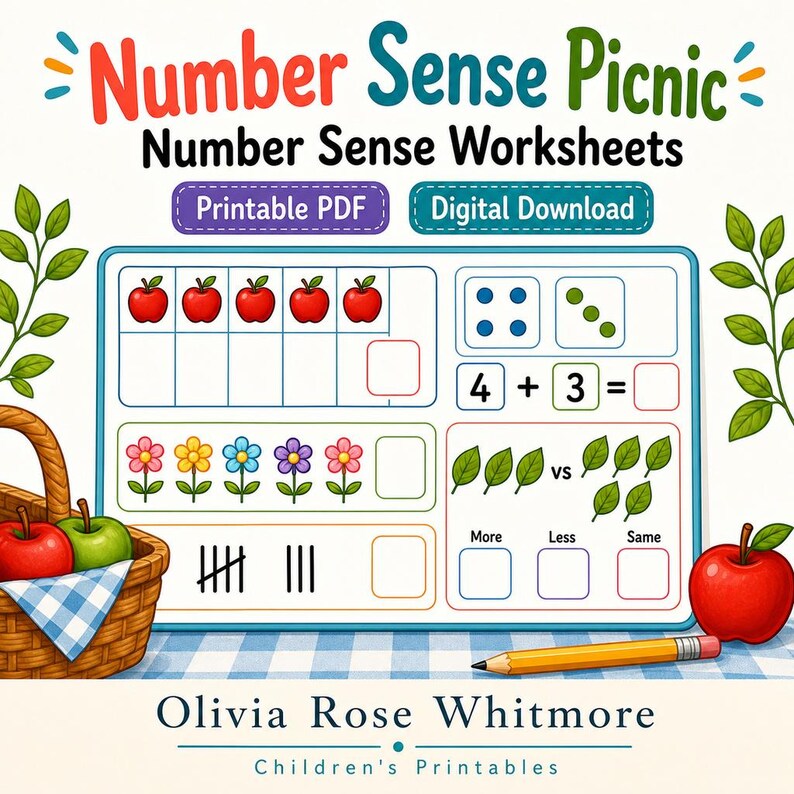 Number Sense Picnic | Number Sense Worksheets | Printable PDF | Digital Download image 1