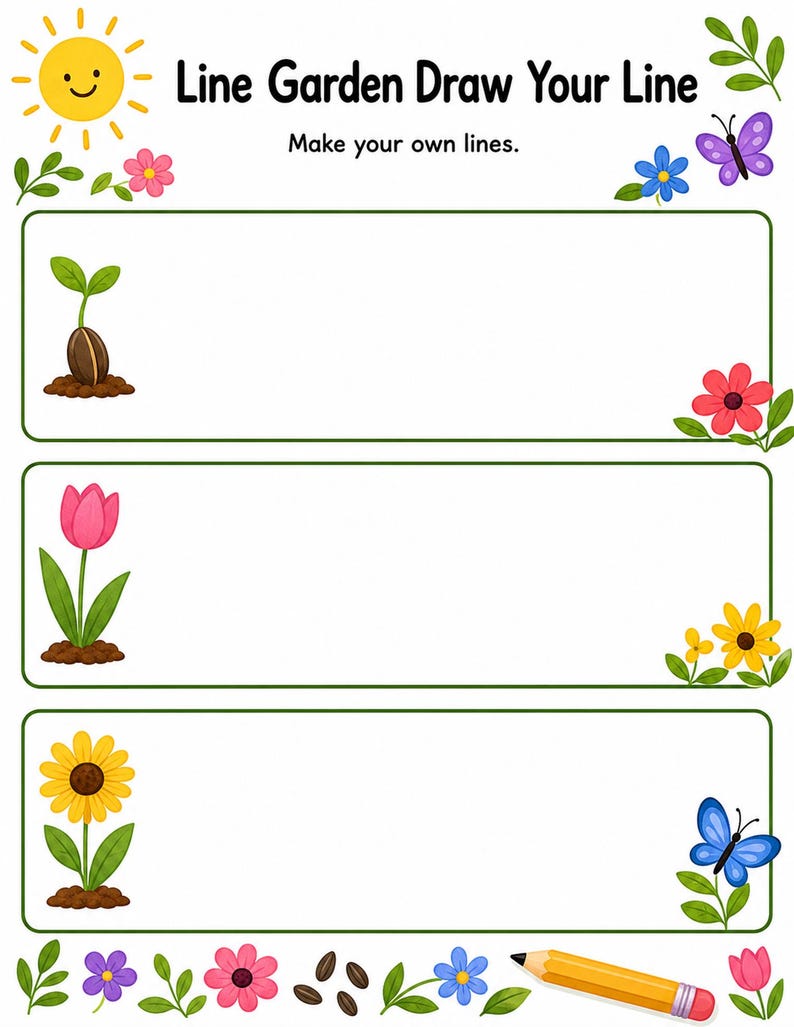 Little Line Garden | Arkusze do nauki pisania | Do druku w formacie PDF | Pobieranie cyfrowe zdjęcie 7