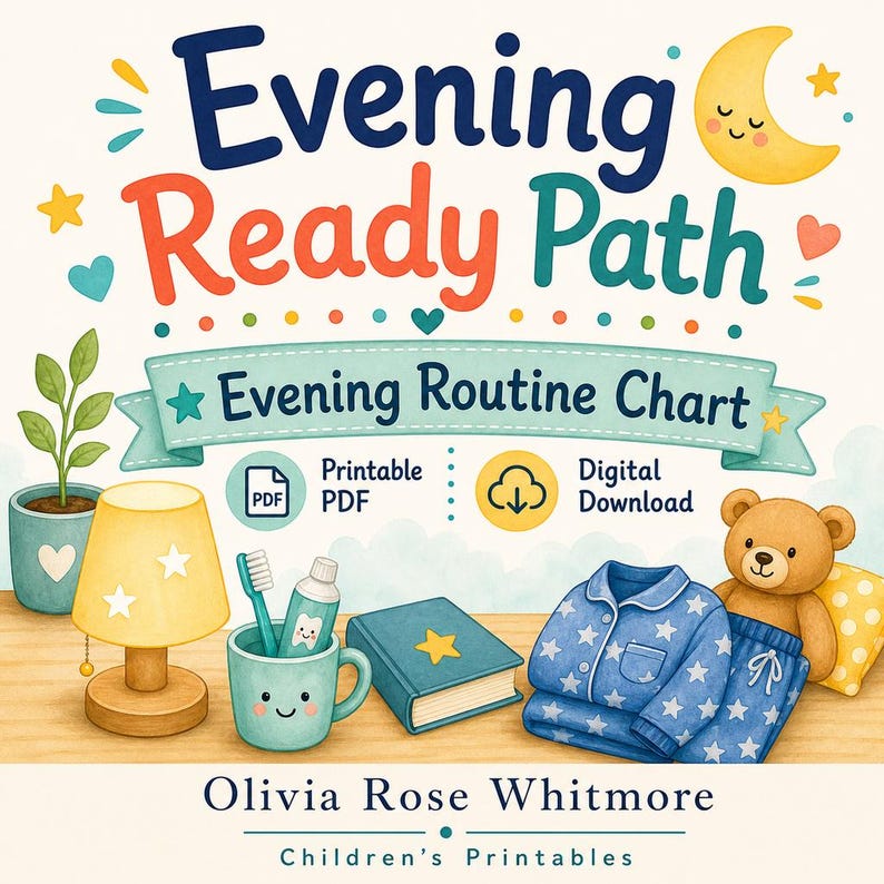 Evening Ready Path | Evening Routine Chart | Printable PDF | Digital Download image 1