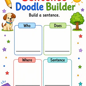 Sentence Builder Doodles | Sentence Writing Worksheets | Printable PDF | Digital Download image 4