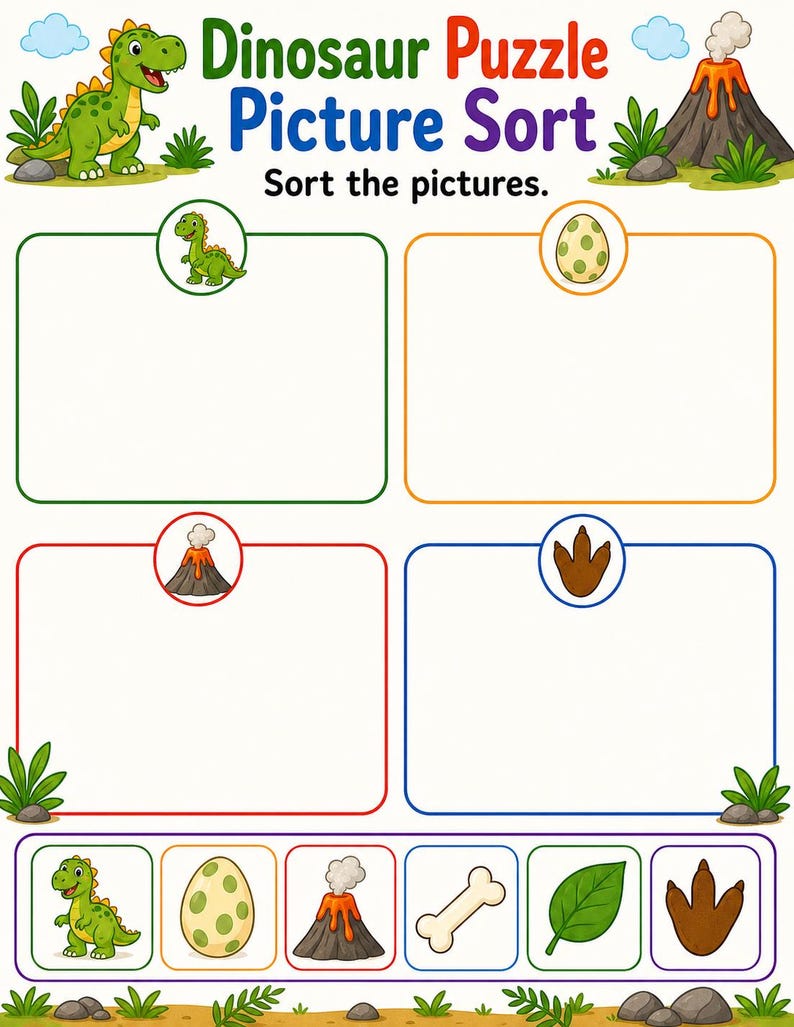 Dinosaur Thinking Pages | Dinosaur Activity Sheets | Printable PDF | Digital Download image 3
