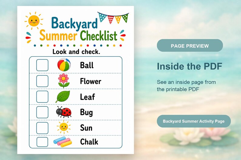 Backyard Summer Play Pages | Backyard Summer Activities | Printable PDF | Digital Download image 10