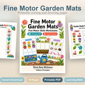 Fijnmotorische tuinmatten | Werkbladen fijne motoriek | Afdrukbare pdf | Digitale download afbeelding 2