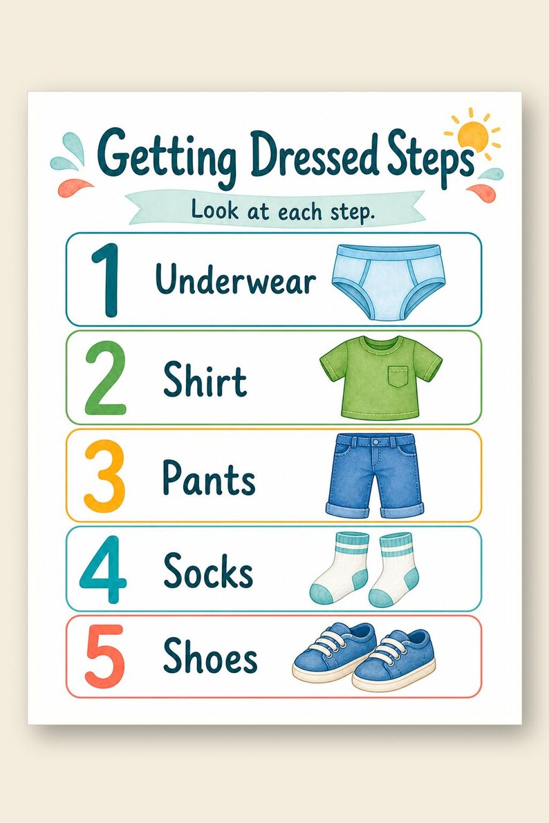 Dressed for the Day | Getting Dressed Visual Schedule | Printable PDF | Digital Download image 9