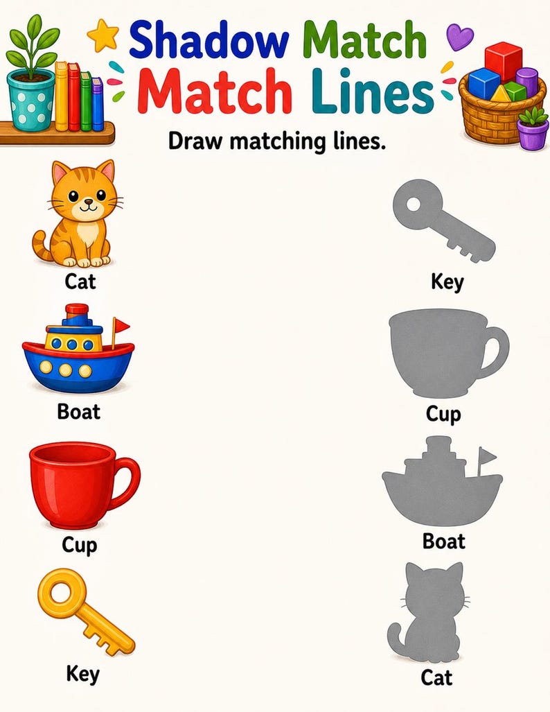 Shadow Match Workshop | Shadow Matching Worksheets | Printable PDF | Digital Download image 4